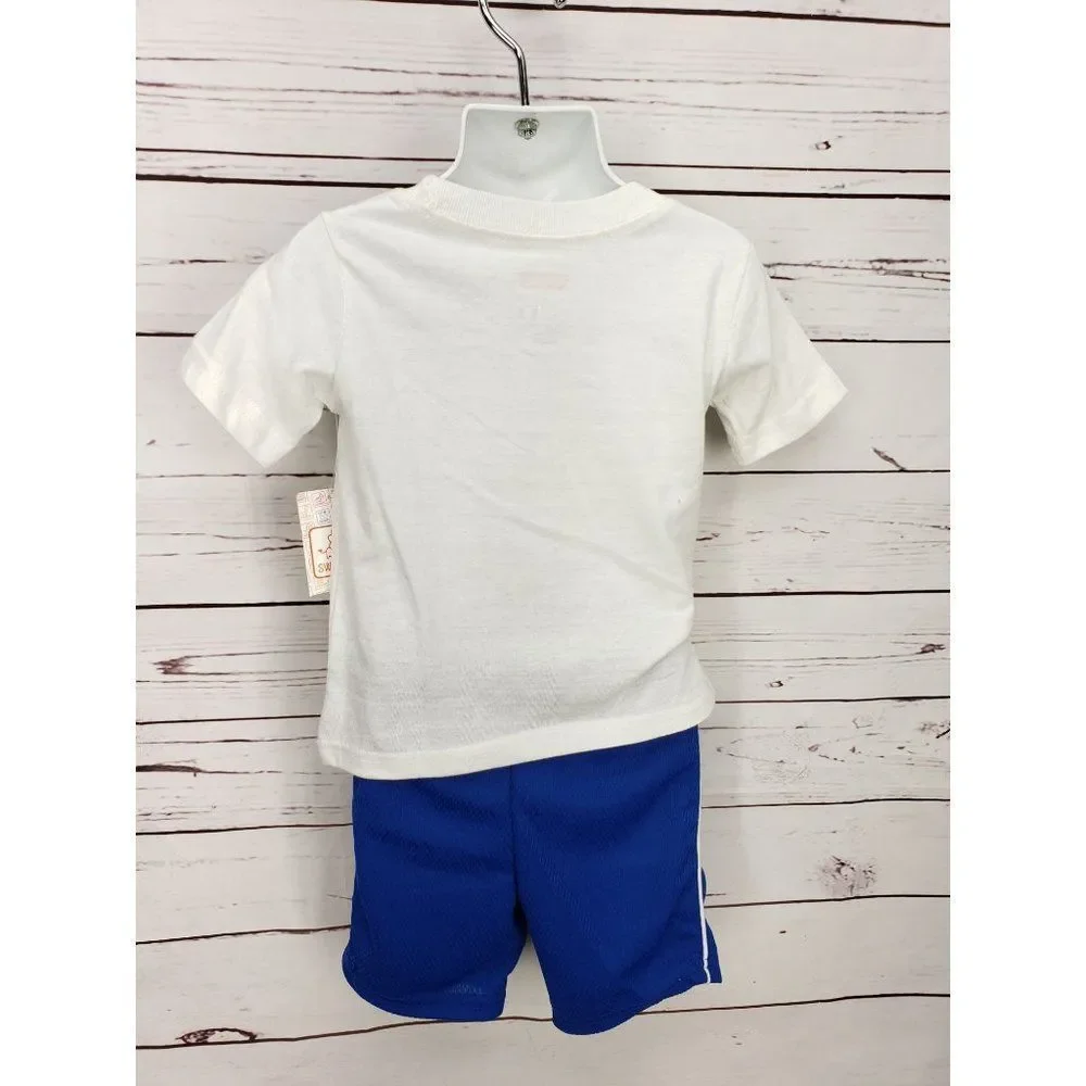 Swiggles‎ Awesome wording rainbow colors white shirt blue shorts size 2T outfit